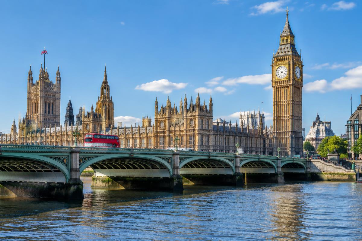 Illustrative view of Westminster Bridge and Elizabeth Tower in London