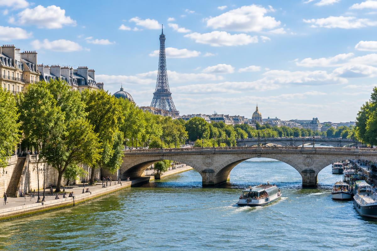 Illustrative view of the Seine and Eiffel Tower in Paris